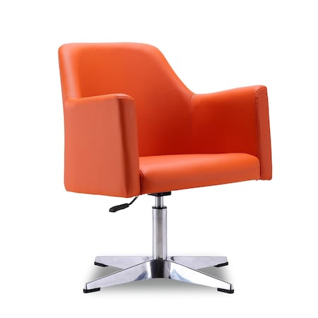 Manhattan Comfort Pelo Adjustable Height Swivel Accent Chair in Orange and Polished Chrome AC030-OR